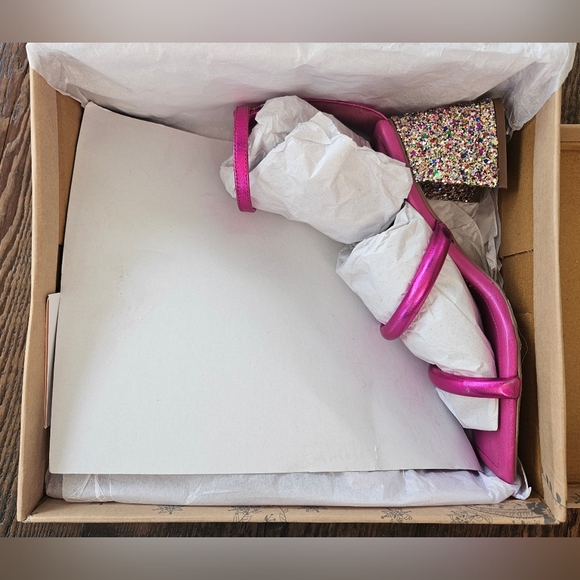 FREE PEOPLE Parker Chain Heel Magenta Metallic Size 38.5 - Picture 5 of 6